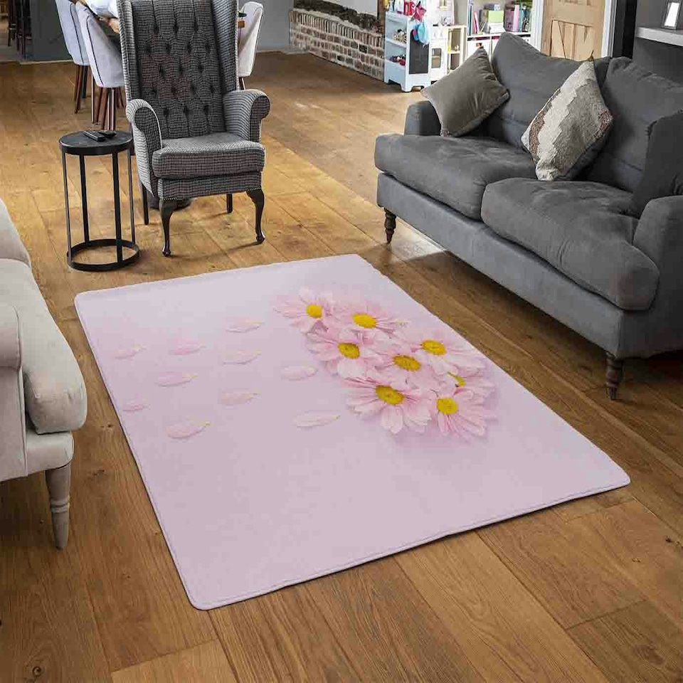 image 1 of Raining Daisy Cloud Rug Pink | XL