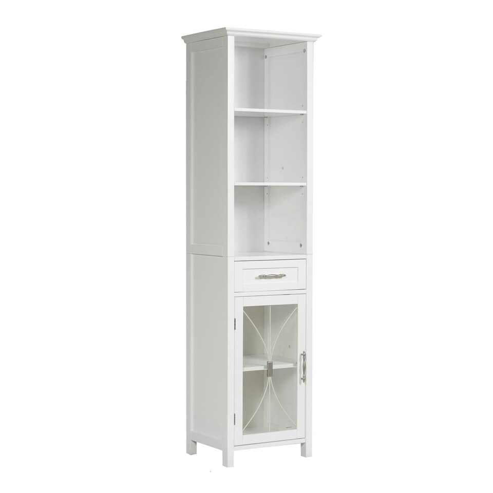 image 1 of Teamson Home Delaney Multi Functional Tall Free Standing Linen Storage Tower with Single Drawer