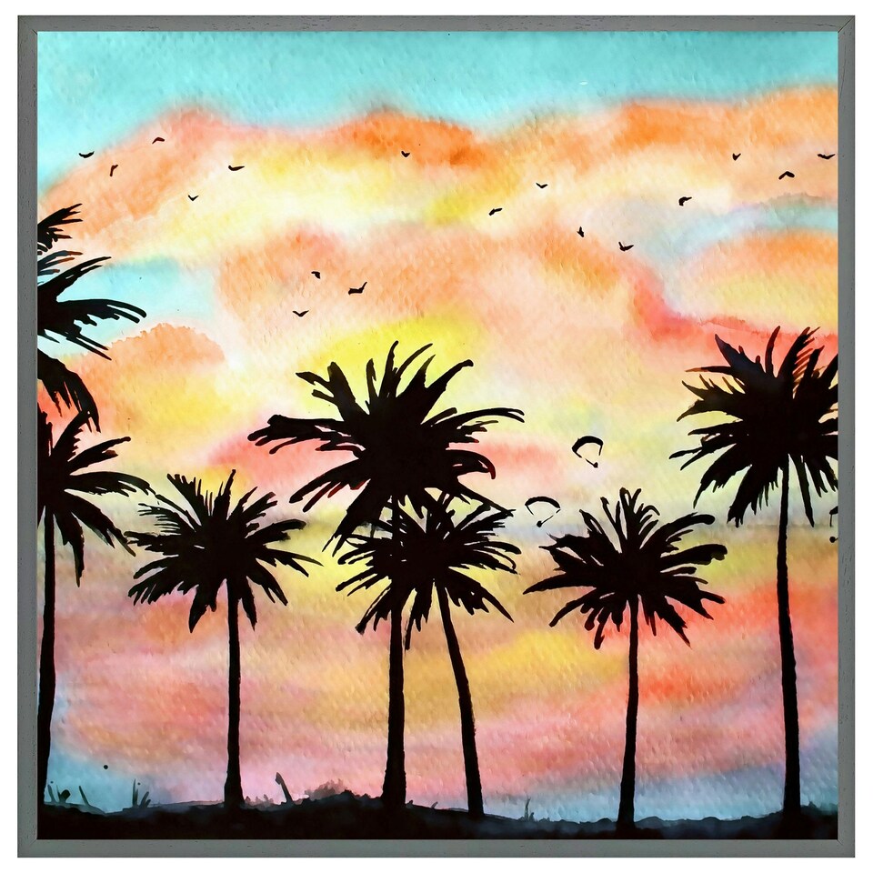 image 1 of Palm trees at sunset (Picutre Frame) Brown | M