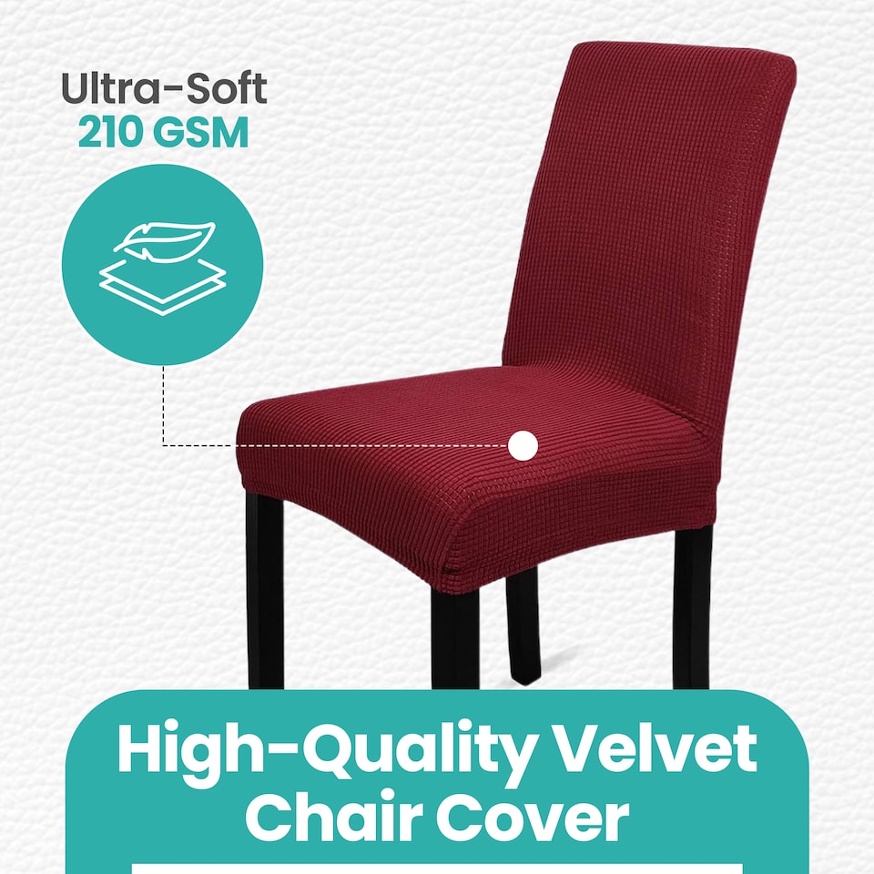 image 1 of Velvet Stretch Chair Covers, Spandex Dining Chair Slipcovers