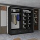 image 3 of Sleek High Gloss Sliding Wardrobe 203cm with Drawers | White/Black/Grey 2-Door Bedroom Storage Black | Black203cm 