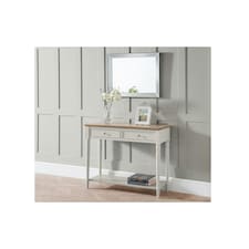Grey Lacquered Console Table with 2 Drawers Grey