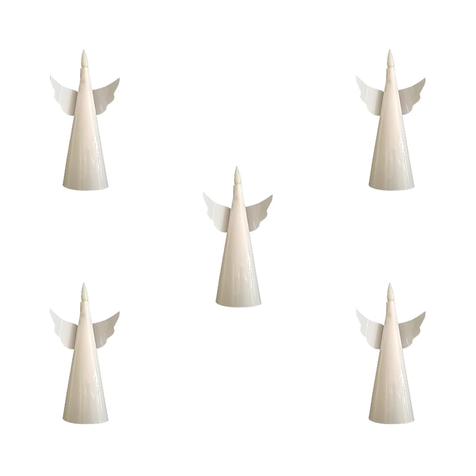 image 1 of Set of 5 15cm Battery Operated LED Floating Angel Candle Christmas Decorations with Remote in Warm White