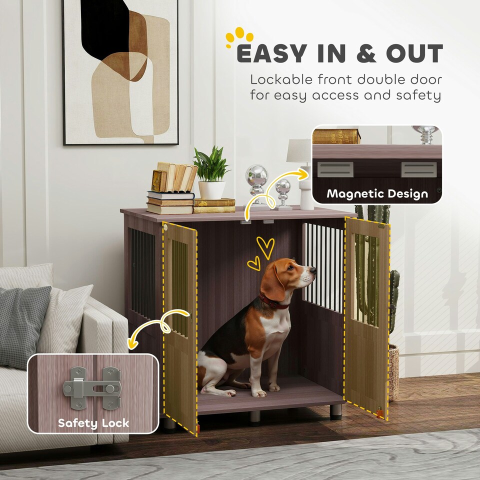 image 1 of PawHut Dog Crate Kennel Cage for Small Medium Dog, Indoor End Table, Purple