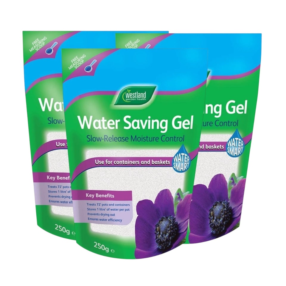 image 1 of Westland Water Saving Gel 3 x 250g Plant Soil Moisture Retention Gel for Pots Garden Patio Containers Hydration Booster