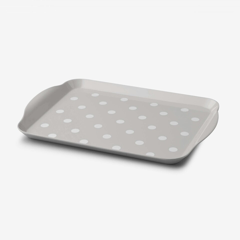 image 1 of Melamine Dotty Tray, Small | Grey | French Grey