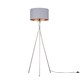 image 1 of ValueLights Camden Brushed Chrome Tripod Floor Lamp Grey Copper Shade and Bulb