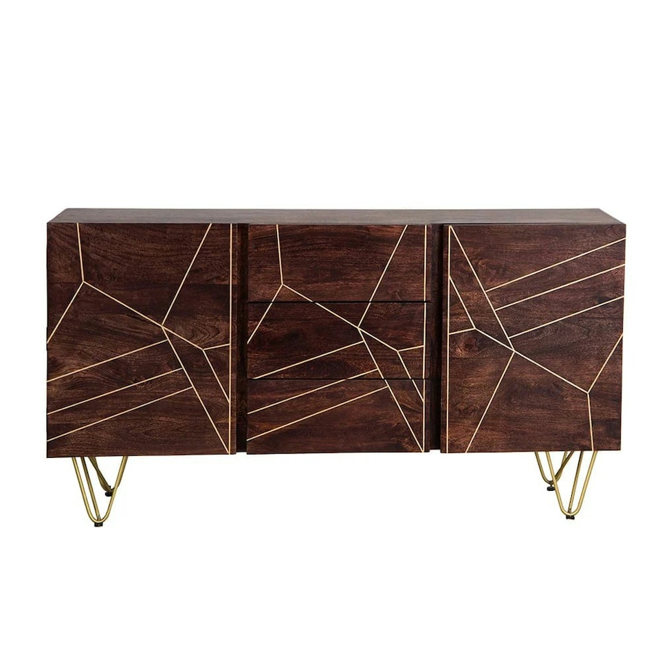 image 1 of Jusleen Solid Mango Wood 2 Door 3 Drawer Extra Large Sideboard Brown