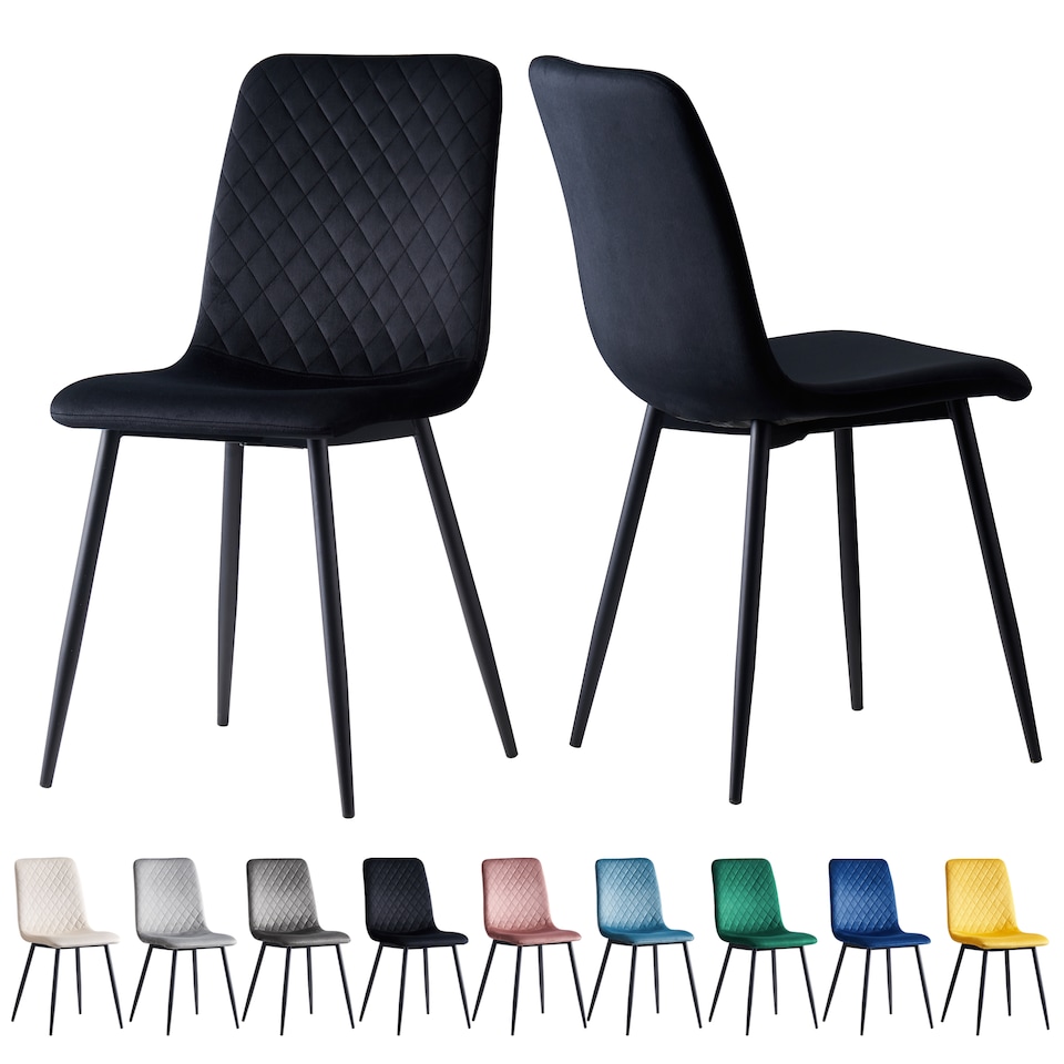 image 1 of Dining Chairs Velvet Fabric Lexi Set of 2 Black by MCC