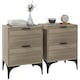 image 1 of HOMCOM Bedside Tables Set of 2, Modern Nightstand with 2 Drawers, Small Sofa End Tables with Storage and Steel Legs for Bedroom, Living Room, Grey
