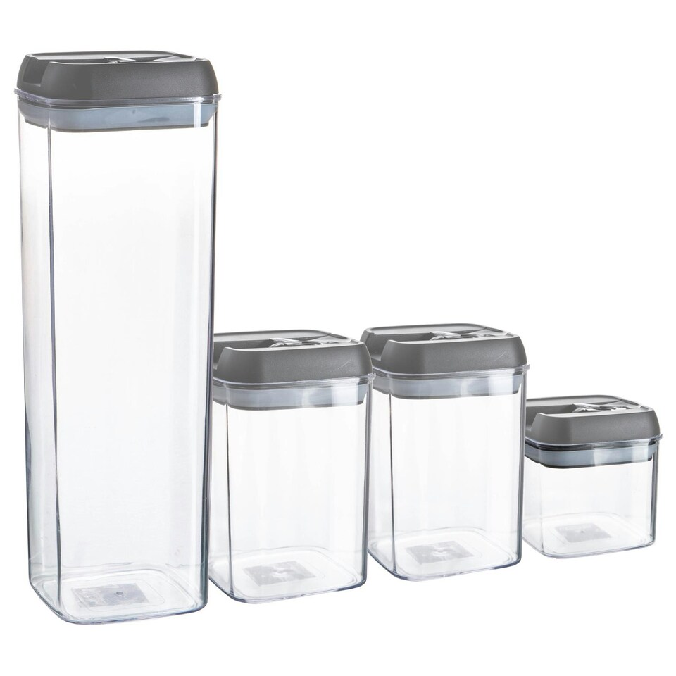 image 1 of Argon Tableware 4 Piece Flip Lock Plastic Food Storage Containers Set - Grey