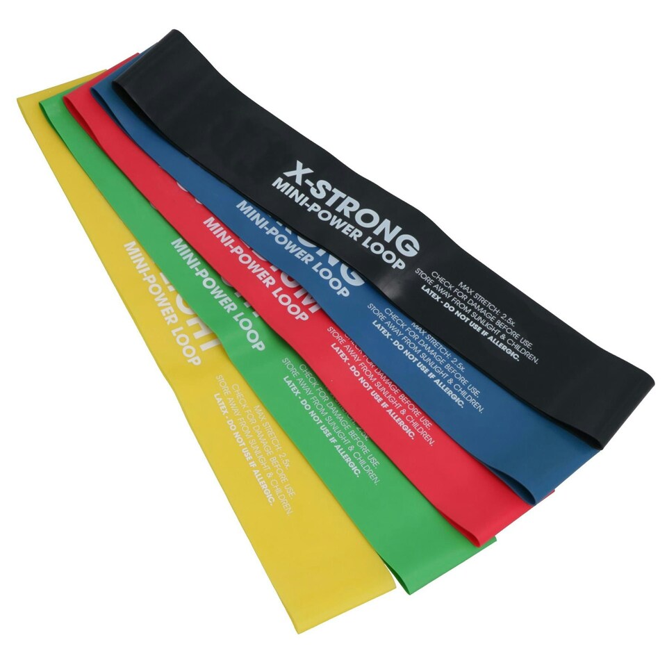 image 1 of Resistance Bands Set of 5 Stretch Loops  X-Light - X-Strong for Yoga, Gym, Pilates