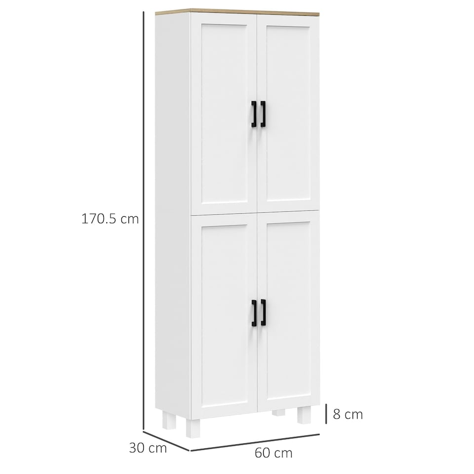image 1 of HOMCOM Modern Kitchen Cupboard Storage Cabinet with 4 Shelves, White