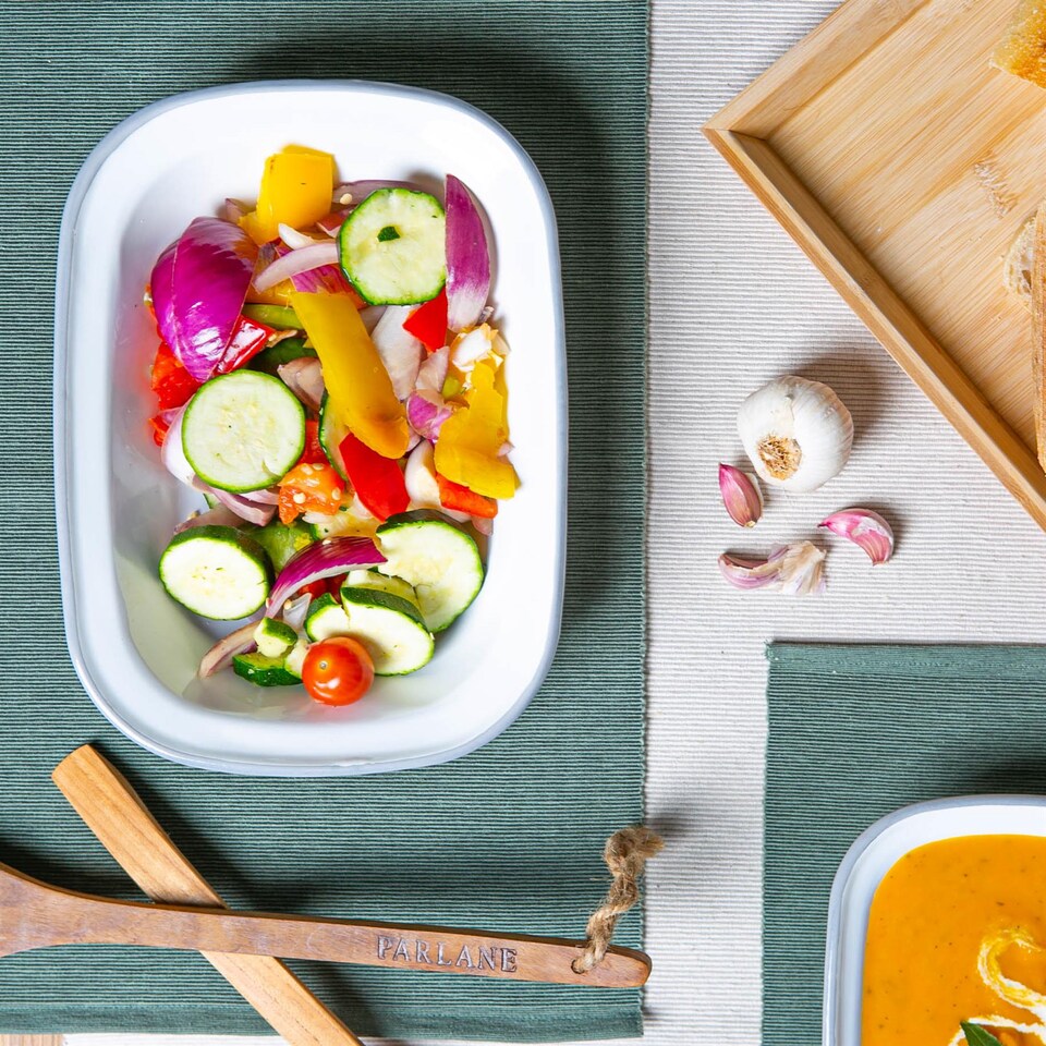 image 1 of Argon Tableware White Enamel Pie Dish - 25.5cm - Grey