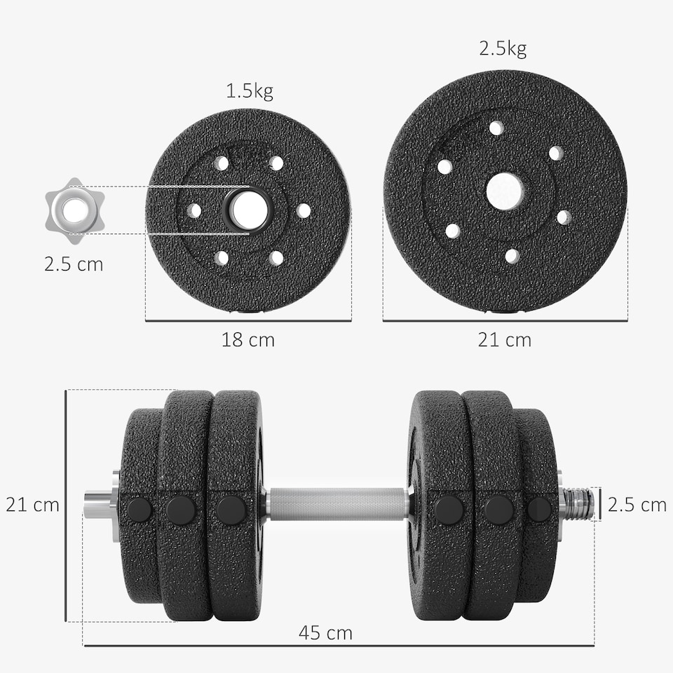 image 1 of HOMCOM 30KG Adjustable Dumbbells Weight Set Hand Weight for Body Fitness