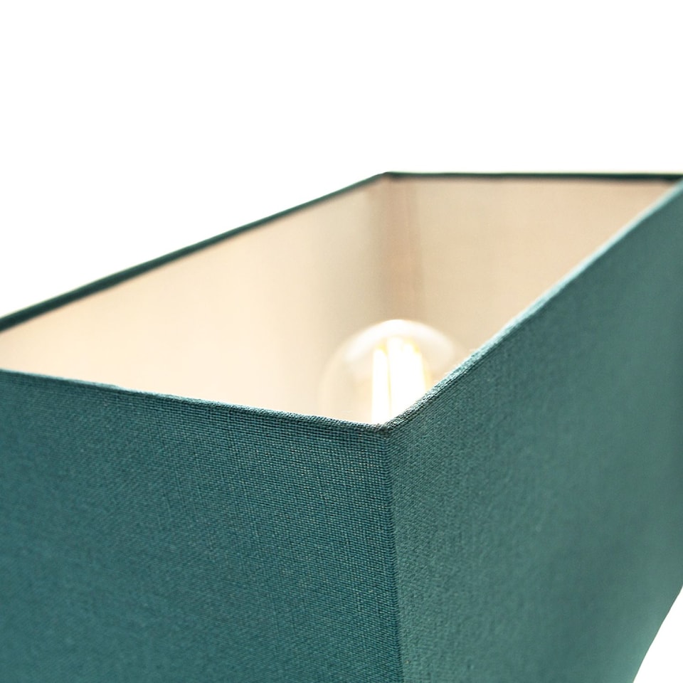 image 1 of Contemporary and Stylish Vivid Teal Linen Fabric Rectangular Lamp Shade | Blue | Teal | 1