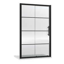 8mm Toughened Safety Glass Single Sliding Shower Door Black 1200mm | Black | Matt Black | 1