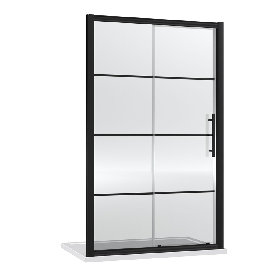 image 1 of 8mm Toughened Safety Glass Single Sliding Shower Door Black 1200mm | Black | Matt Black | 1