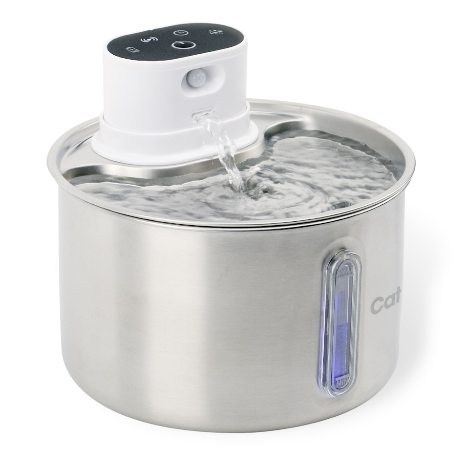 image 1 of Cat Mate 2.2 Litre Stainless Steel Cordless Cat Water Fountain | Silver