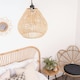 image 2 of ValueLights Vine Natural Rattan Teardrop Ceiling Pendant Shade Cream