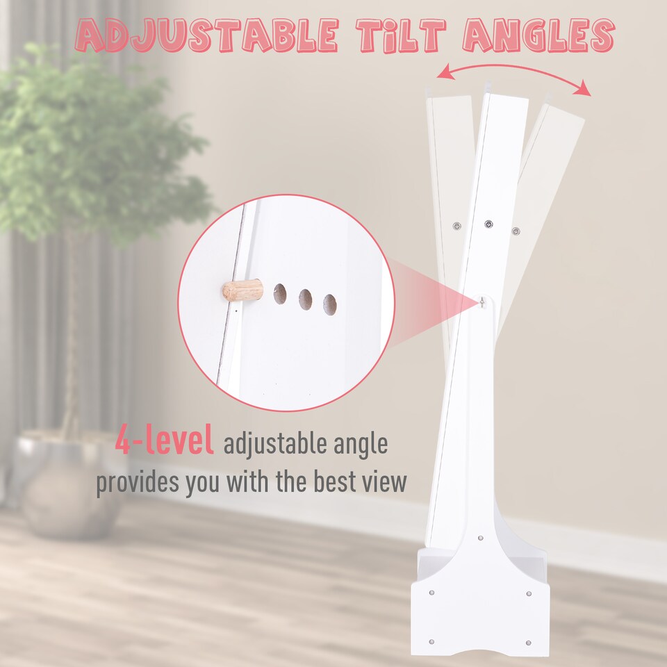 image 1 of HOMCOM Jewellery Cabinet with led, mirroir Cabinet Armoire Floor Standing Flip-over Makeup Shelf Organizer with lock white