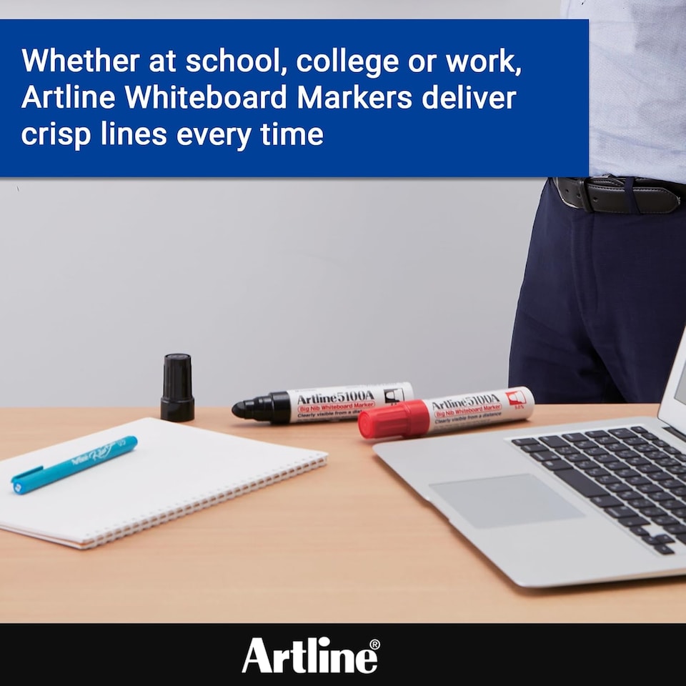 image 1 of Artline Big Nib Whiteboard Pens Bullet Tip 4 Pack Assorted