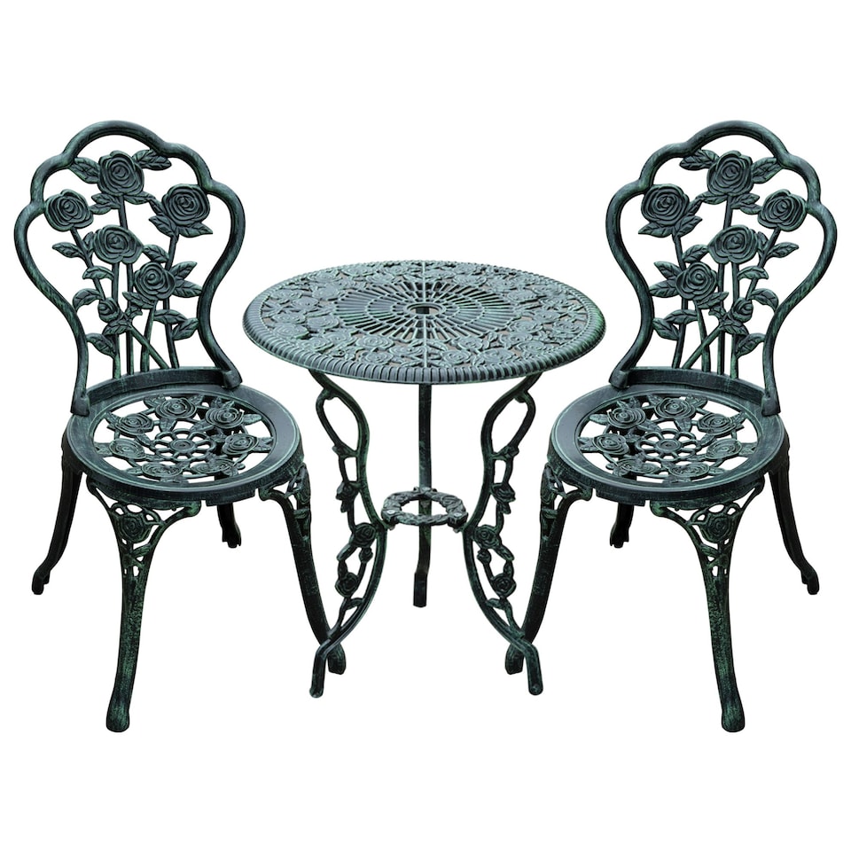 image 1 of Outsunny 3 Pieces Bistro Set Furniture Garden Balcony Table 2 Chairs