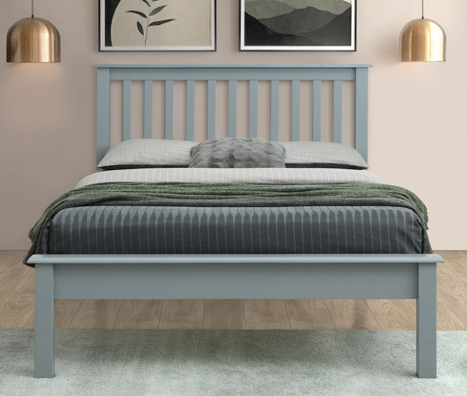 image 1 of 4ft6 Double Grey Wood Wooden Bed Frame.Low foot end | Grey | Double