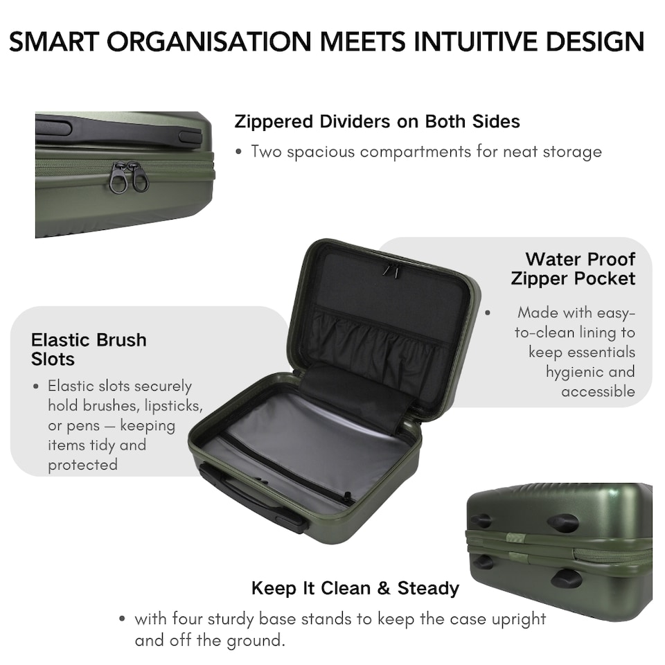 image 1 of 3 Piece Hard Shell Luggage Suitcase Set-Vanity Case + 24/28 inch Suitcase