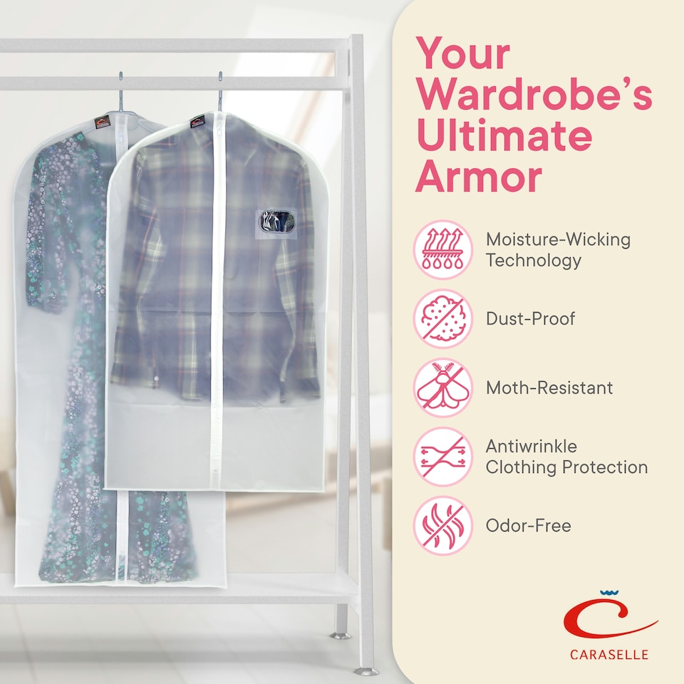 image 1 of 5 x Caraselle Peva Suit Covers (Approx. 99 x 60cms) Clear