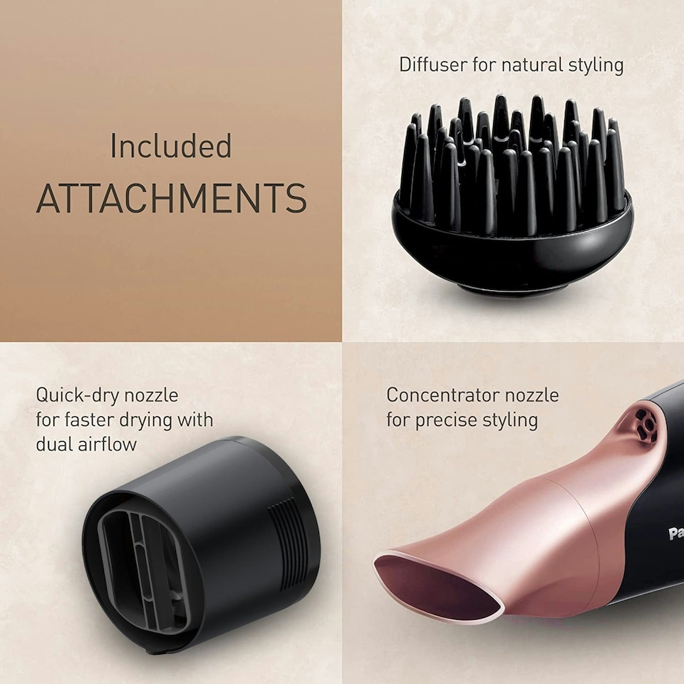 image 1 of Panasonic EH-NA67 Black nanoe Hair Dryer with Diffuser and Oscillating Nozzle