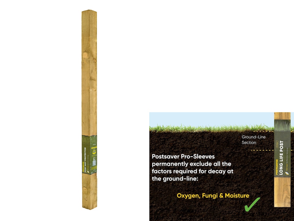eDecks PostSaver PreSleeved Fence Posts 12ft / 3600mm 4 x 4" 100mm x 100mm - Pack of 6