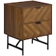 image 1 of HOMCOM Bedside Table with Two Drawers, Side Cabinet Storage Unit with Metal Handles, Organisation Furniture for Living Room, Bedroom, Walnut Brown