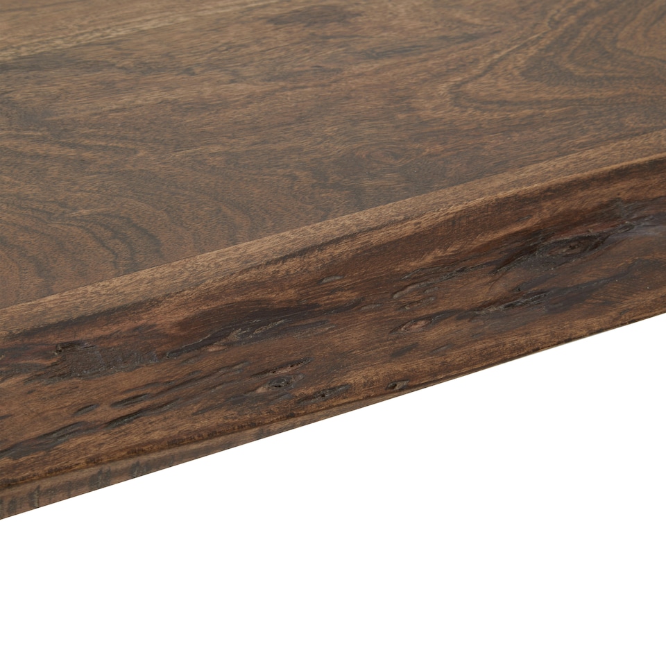 image 1 of Interiors by Premier Natural And Silver Dining Table, Natural Wood Top Dining Room Table, Stainless Steel Loop Base Design Silver