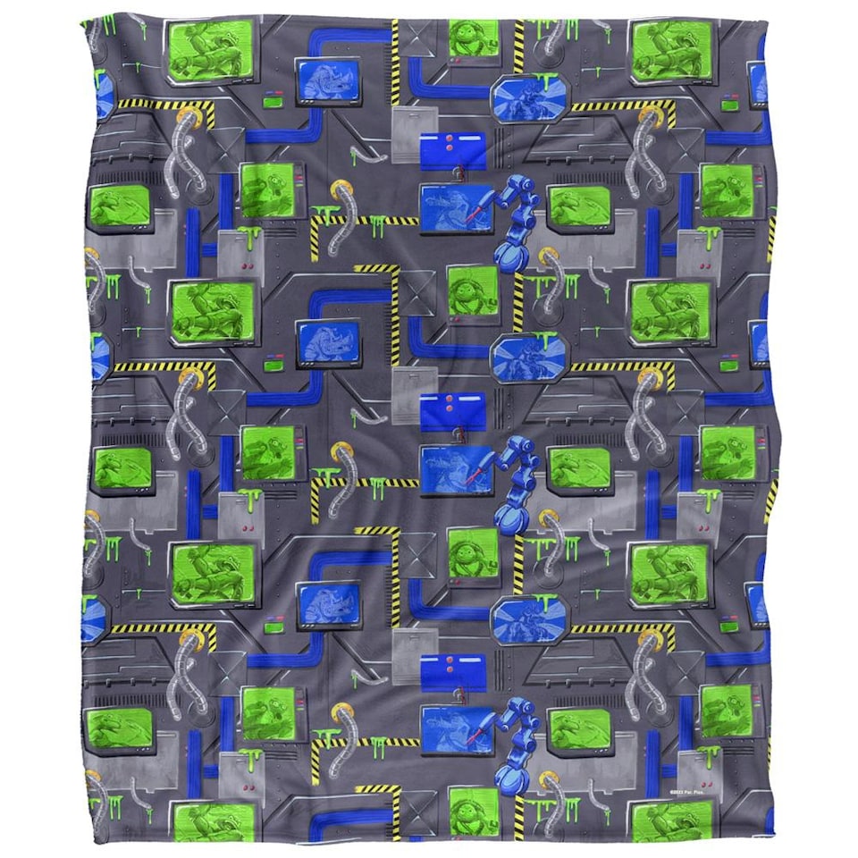 image 1 of Teenage Mutant Ninja Turtles: Mutant Mayhem Sewer Tech Silky Patterned Supersoft Blanket | Multi | Multicoloured | 152cm x 127cm | 1