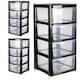 image 3 of Black 4 Tier Home Office School Clear Plastic Storage Unit Perfect For Bedside Organisation Black