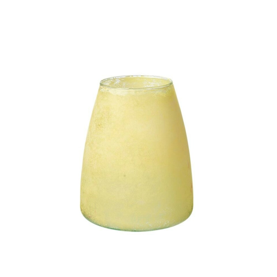 image 1 of Recycled Cloudy Frosted Glass Flower Vase - Citrus Yellow- H20 x W17cm