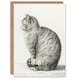 image 1 of Jean Bernard Art Card Sitting Smiling Cat Pencil Drawing