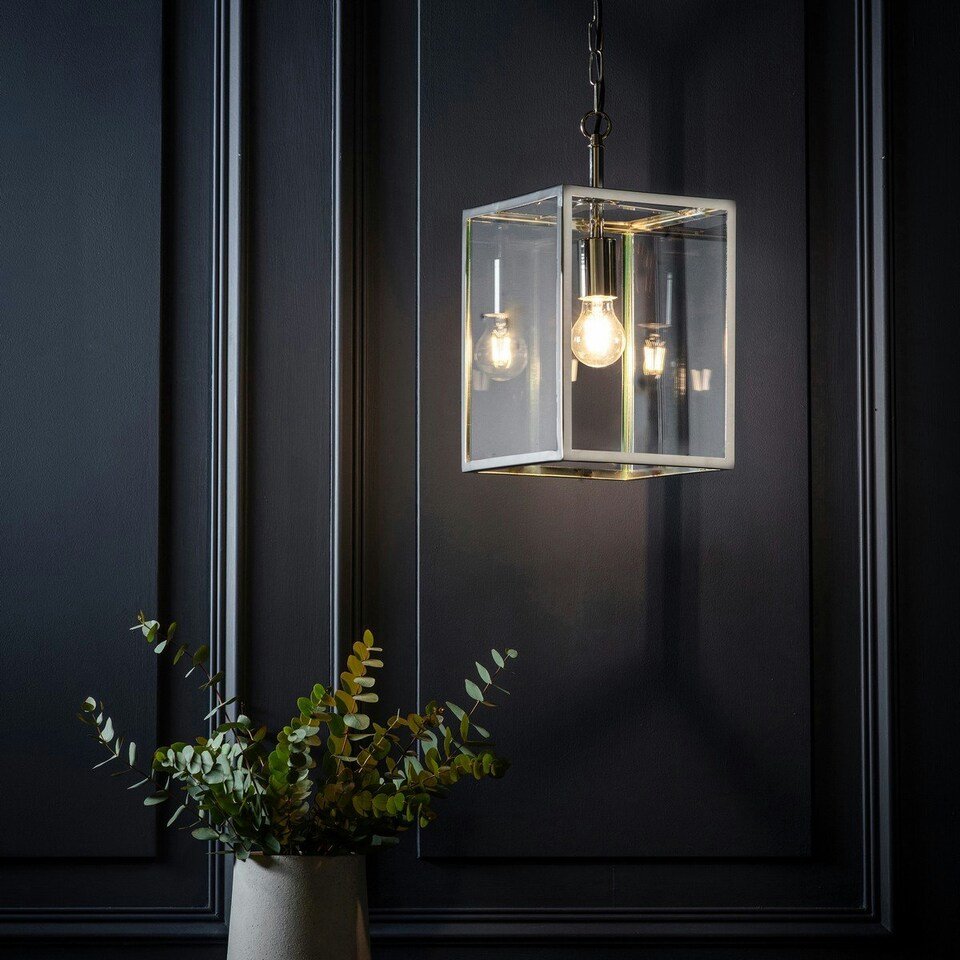 image 1 of Hadden Pendant Bright Nickel Plate & Clear Glass 1 Light Dimmable IP20 - E27