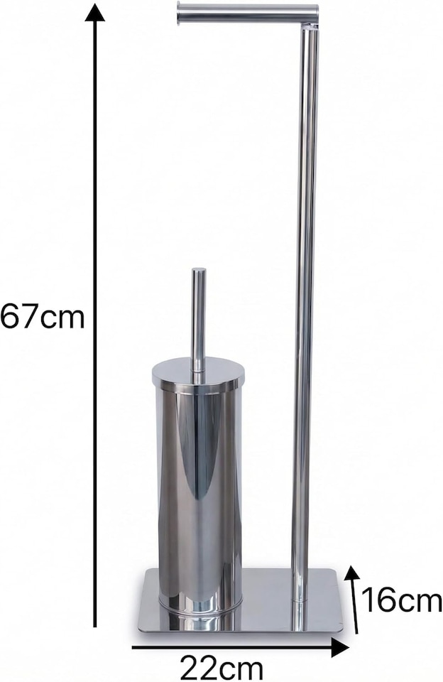 image 1 of Alivio 2-in-1 Bathroom Floor Stand with Paper Holder & Brush (22 x 16 x 67cm)