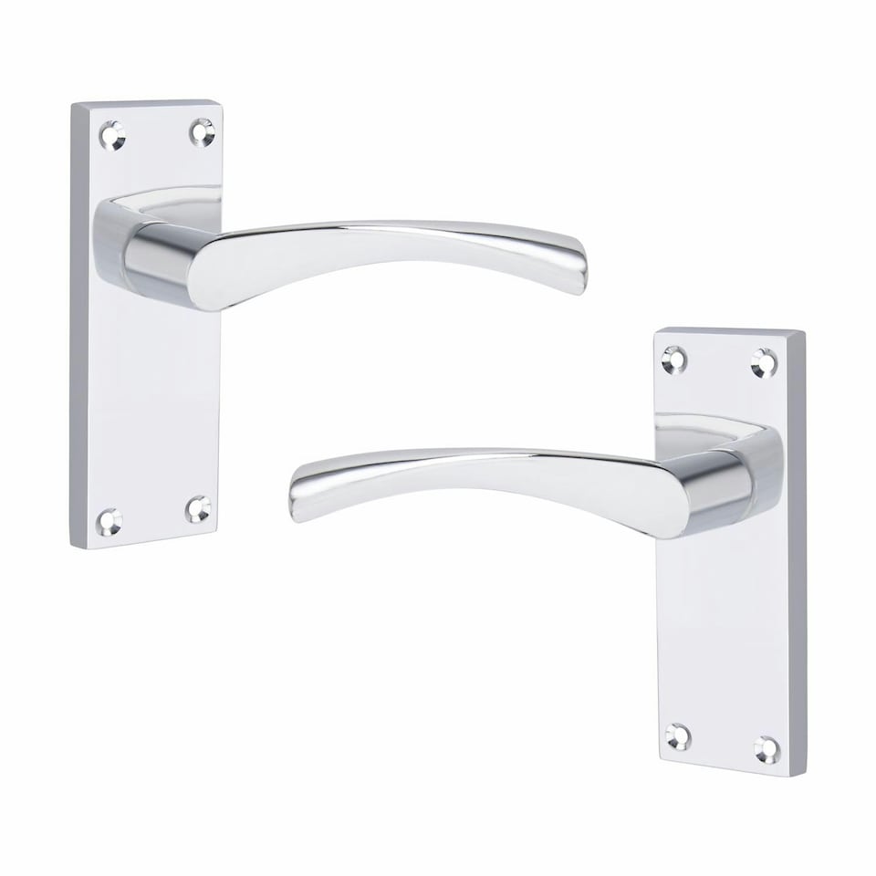 image 1 of Golden Grace 4 Pairs Victorian Scroll Astrid Door Handles Latch in Silver Polished Chrome - 120mm x 40mm Backplate Chrome