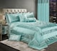 image 1 of Intimates Vera Foil Printed Quilted Bedspread | Blue | Duck Egg | Double