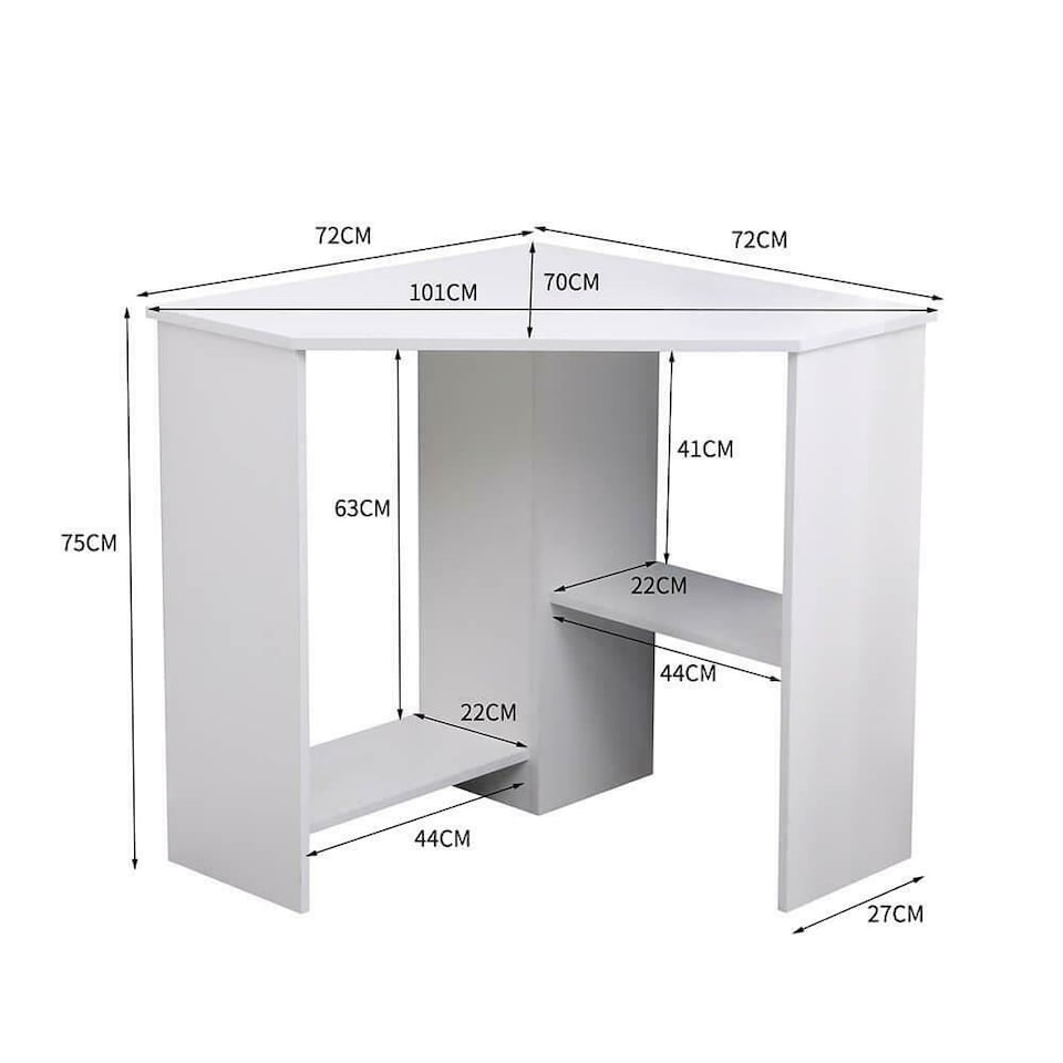 image 1 of Computer Desk PC Laptop Table Corner Home Office Study Gaming | White