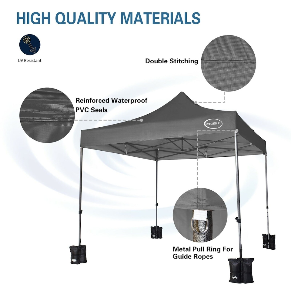 image 1 of Maximus 3x3m Heavy Duty Pop up Gazebo Marquee Outdoor Patio Canopy Tent