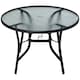 image 1 of Outsunny 106cm Round Garden Dining Table with Parasol Hole Glass Top