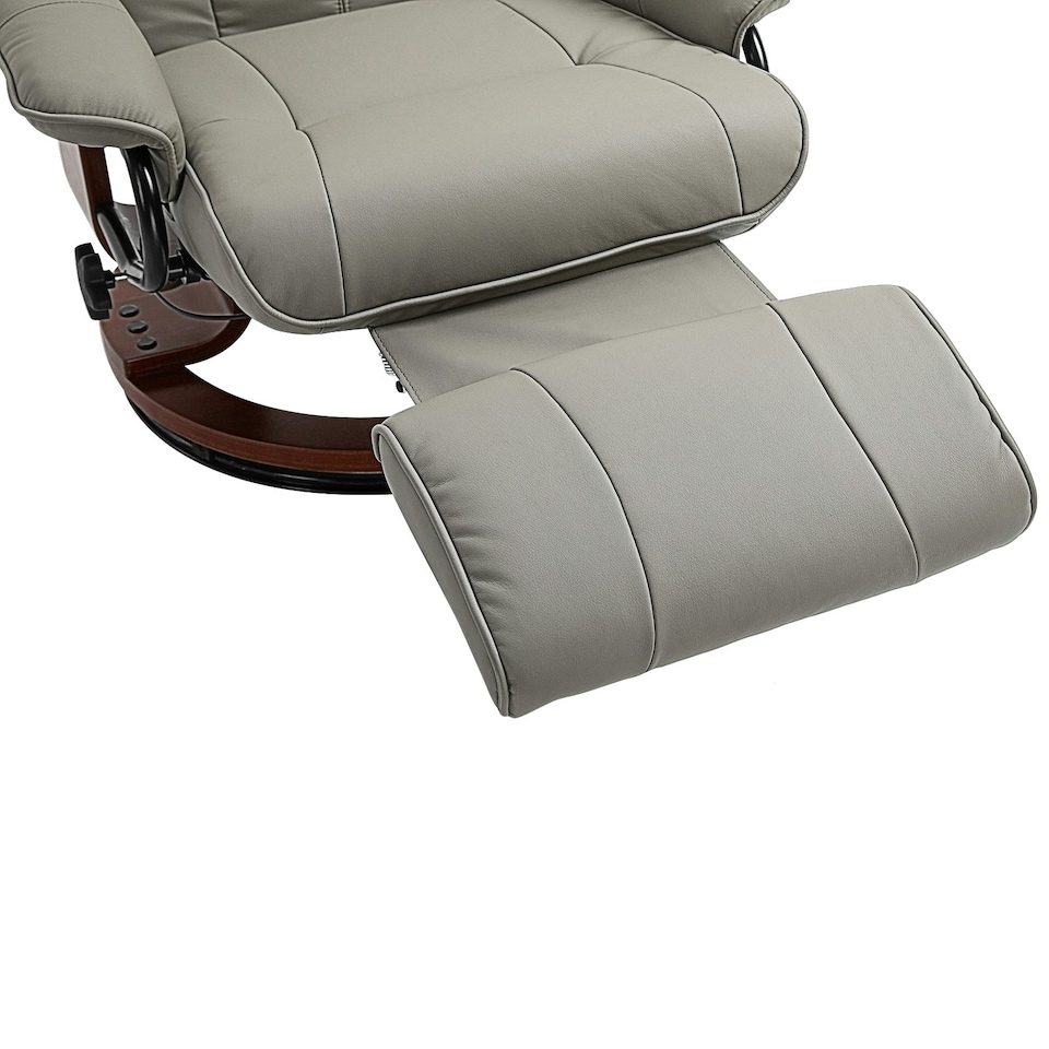 image 1 of HOMCOM Ergonomic Office Recliner Sofa Chair PU Leather Armchair Lounger Grey