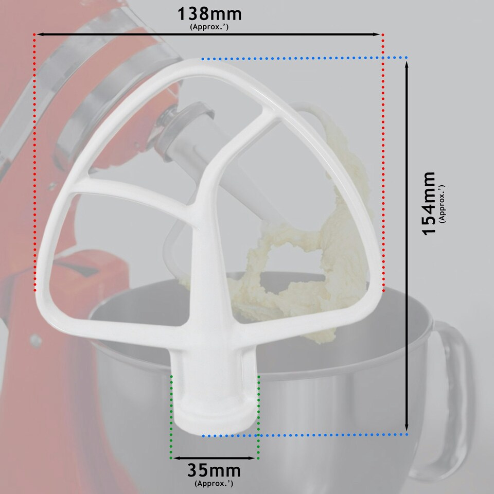 image 1 of SPARES2GO Flat Edge Beater 5K5THCB K45B Type for KitchenAid 4.3 4.7 4.8 L Tilt Head Stand Mixer KSM100 KSM103 KSM110