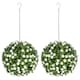 image 6 of HOMCOM Set of 2 Artificial Plant Topiary Rose Balls, Faux Plants, White