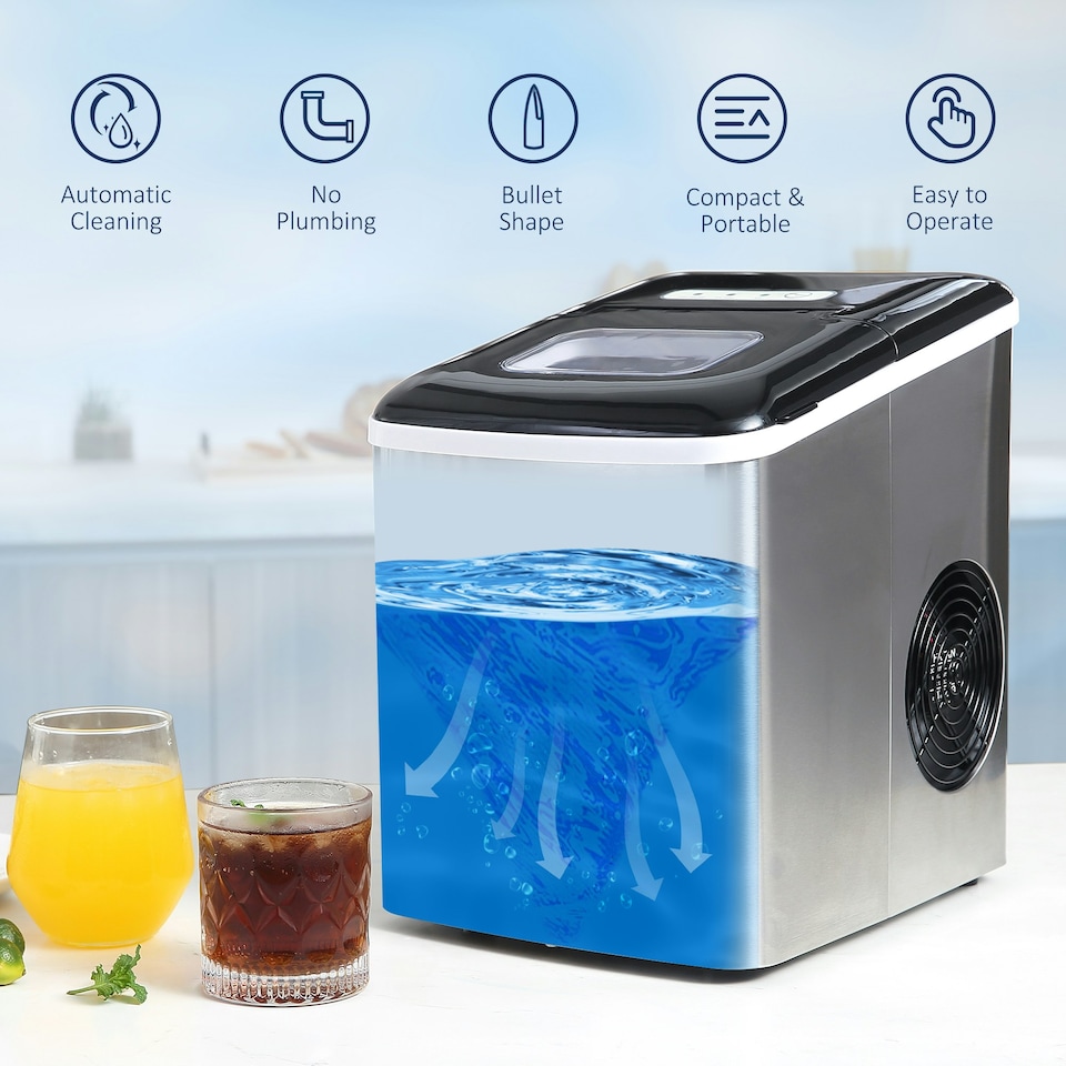 image 1 of HOMCOM Ice Maker Machine Portable Counter Top Ice Cube Maker for Home Black