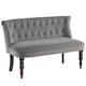 image 1 of HOMCOM Velvet 2 Seater Sofa, Button Tufted Wingback Loveseat with Rubber Wood Legs for Living Room, Bedroom, Charcoal Grey | Grey | Two Seater
